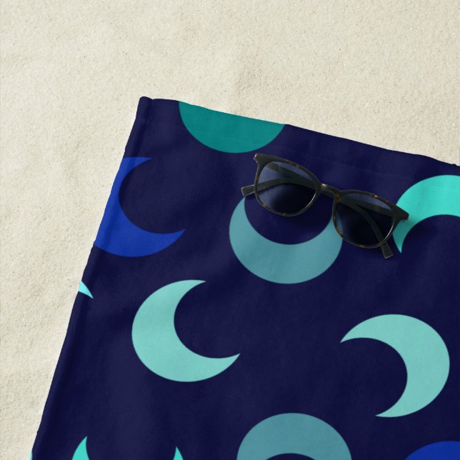 Toalha De Praia Padrão de Nova Lua Azul Personalizado (In Situ)