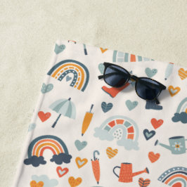 Toalha De Praia Padrão de nuvens de arco-íris Primavera azul-esver