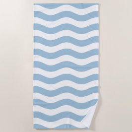 Toalha De Praia Padrão de Onda Costeira Azul e Branco