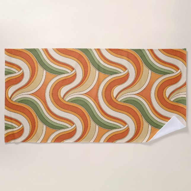 Toalha De Praia Padrão de ondas mágicas (Frente)