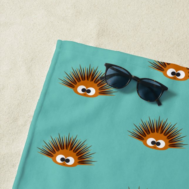 Toalha De Praia Padrão de ouriços do Mar Laranja de Corte (In Situ)