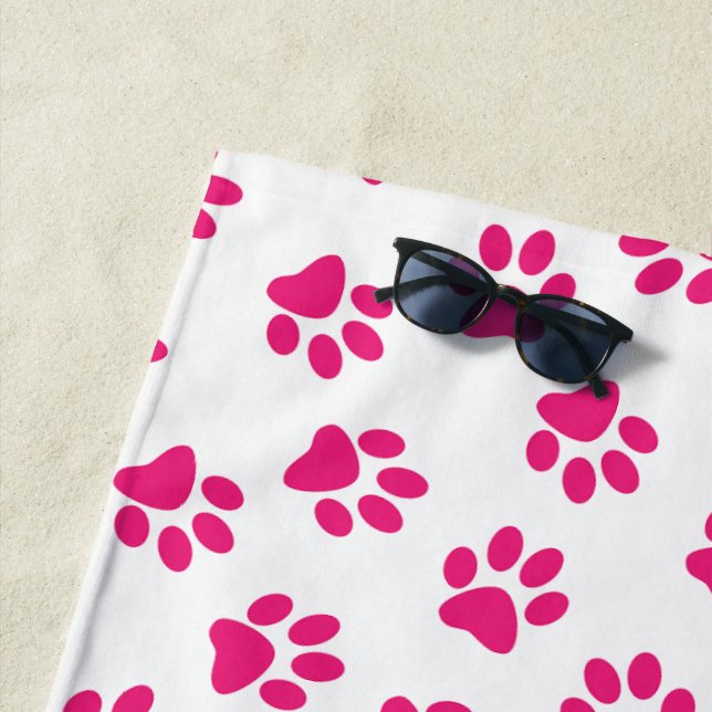 Toalha De Praia Padrão De Patas, Patas Cachorros, Patas Rosa (In Situ)