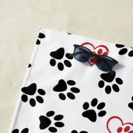 Toalha De Praia Padrão De Patas, Patas Negras, Patas Vermelhas, Co