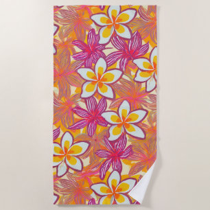 Toalha De Praia Padrão de plumeria impressão havaiano
