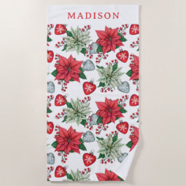 Toalha De Praia Padrão de Poinsettia de Natal