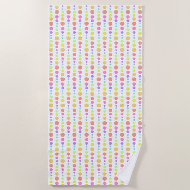 Toalha De Praia Padrão de Pontos do Arco-Íris (Frente)
