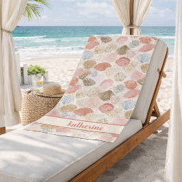 Toalha De Praia Padrão de Praia de Conchas Marinhas Suaves da Cost
