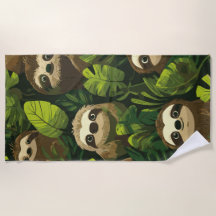 Padrão de Preguiça Fofa da Selva - Design de Folha