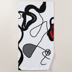 Toalha De Praia Padrão de retenção: Abstrato preto, branco, Cinza