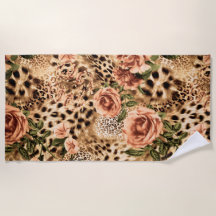 Padrão de Rosas com textura de impressão Leopard