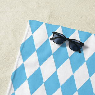 Toalha De Praia Padrão de Sinalizador Rhombus da Baviera Azul e Br