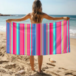 Toalha De Praia Padrão de Stripe de Doces Moderno e Chic<br><div class="desc">Este design moderno apresenta faixas coloridas em rosa,  azul e verde. #moderna #na moda #elegante #menina #esplêndida #pré-disquete #para ela #praia #beachtowels #esportes #natação #natação #ao ar livre</div>