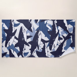 Toalha De Praia Padrão de Tubarão – Design Oceano Azul