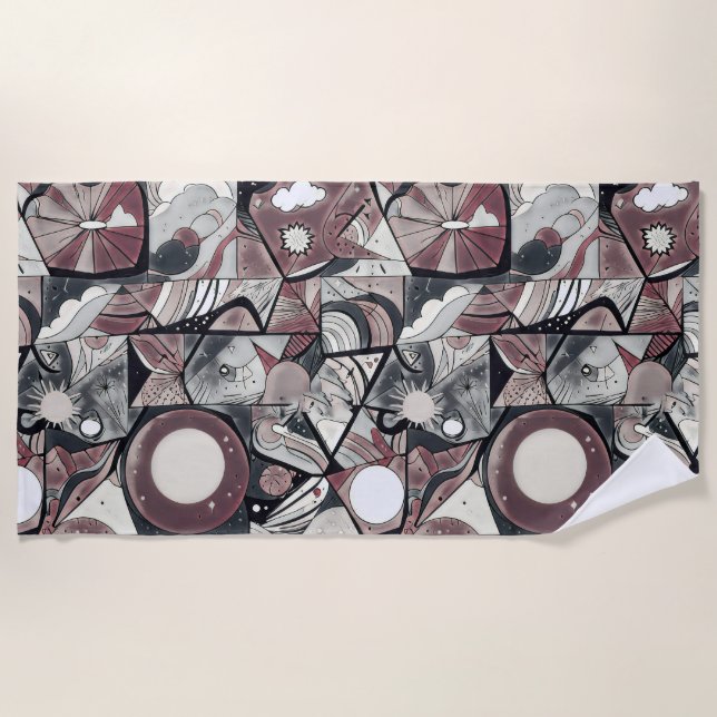 Toalha De Praia Padrão digital geométrico abstrato moderno 46 (Frente)