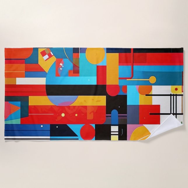 Toalha De Praia Padrão digital geométrico de abstrato moderno 47 (Frente)