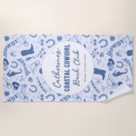 Toalha De Praia Padrão Divertido de Cowgirl Costeira Bach