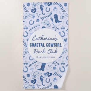 Toalha De Praia Padrão Divertido de Cowgirl Costeira Bach Club