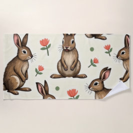 Toalha De Praia Padrão do coelho da vinheta