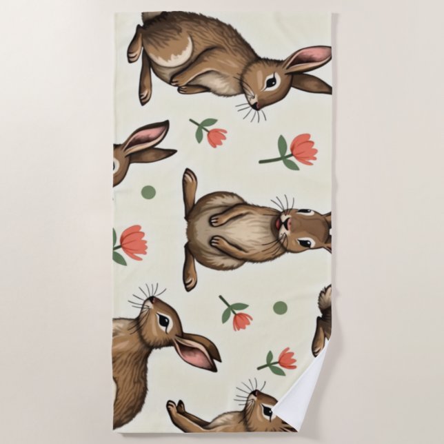 Toalha De Praia Padrão do coelho da vinheta (Frente)