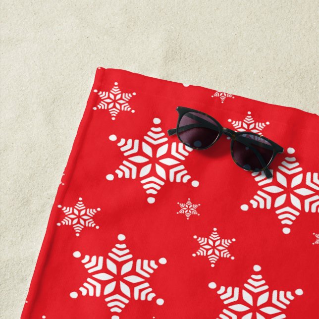 Toalha De Praia Padrão do Floco de Neve, Flocos de Neve Brancos, N (In Situ)