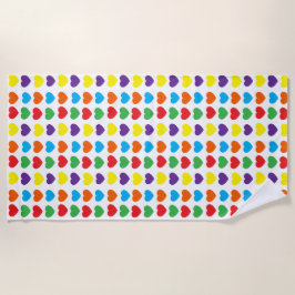 Toalha De Praia Padrão do Rainbow Heart