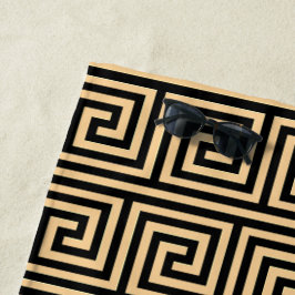 Toalha De Praia Padrão dos Quadrados-Chave Gregos Meander Brown