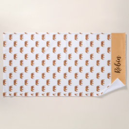 Toalha De Praia Padrão Dourado de Elefantes Rosa Pessoais