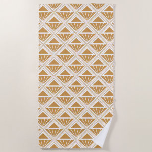 Toalha De Praia Padrão Dourado e branco de Deco de Arte com rombos