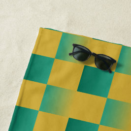 Toalha De Praia Padrão elegante em verde e ouro