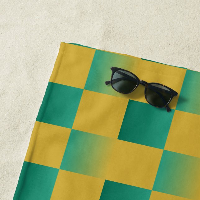 Toalha De Praia Padrão elegante em verde e ouro (In Situ)