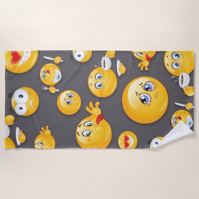 Toalha De Praia Padrão Emoji 2 (Frente)