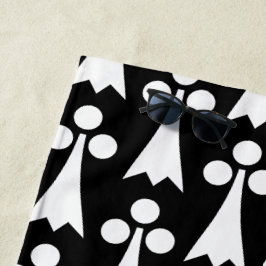 Toalha De Praia Padrão Ermine, Padrão Medieval, Branco em Preto