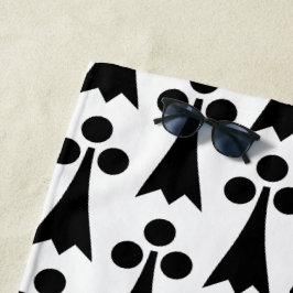 Toalha De Praia Padrão Ermine, Padrão Medieval, Preto em Branco