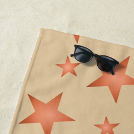 Toalha De Praia Padrão estrelado em terracota laranja gradiente