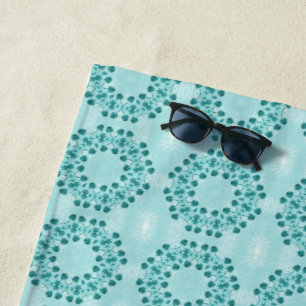 Toalha De Praia Padrão Floral, Azul Teal