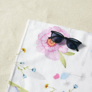 Toalha De Praia Padrão Floral bonito 