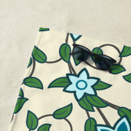 Toalha De Praia Padrão floral contínuo em fundo bege