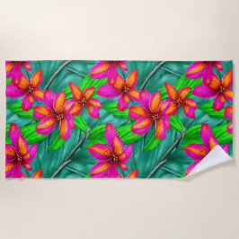 Toalha De Praia Padrão Floral de Paraíso Tropical