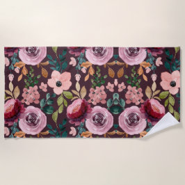 Toalha De Praia Padrão Floral de Superfície da Moda Aquosa Colorid