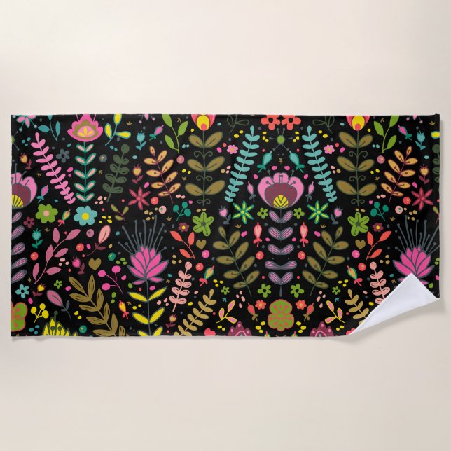 Toalha De Praia Padrão Floral de Superfície - Papel de parede Flor (Frente)