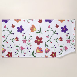 Toalha De Praia Padrão Floral Desenhado À Mão