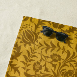 Toalha De Praia Padrão floral dourado ornamentado com simétrico