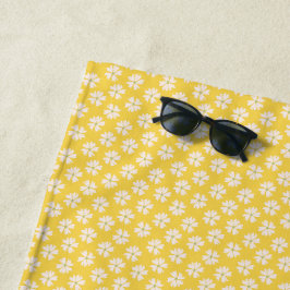 Toalha De Praia Padrão Floral Esbranquiçado Amarelo Brilho