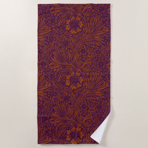 Toalha De Praia Padrão floral roxo, bonito, cor de laranja escuro