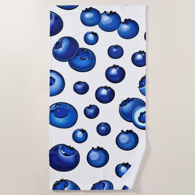 Toalha De Praia Padrão fresco de mirtilo (Frente)