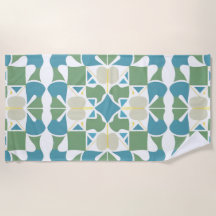 Padrão Geométrico Abstrato em Verde e Azul