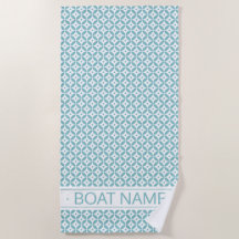 Padrão Geométrico Aqua. Boat Name Beach Towel