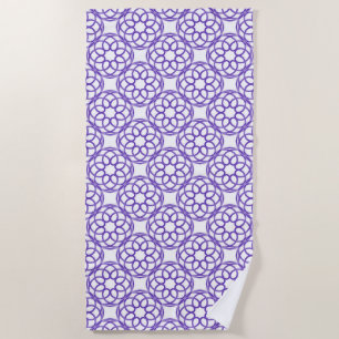 Toalha De Praia Padrão Geométrico Branco Roxo Sem Olhos