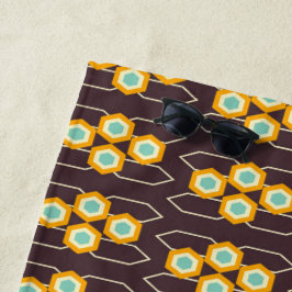 Toalha De Praia Padrão geométrico com hexágonos laranja e azul