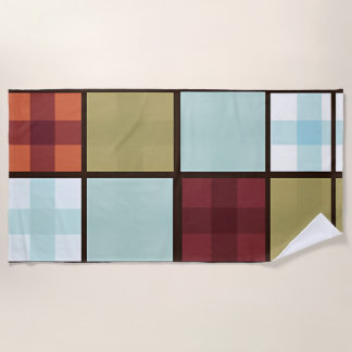 Toalha De Praia Padrão Geométrico de Caixas Quadradas Coloridas